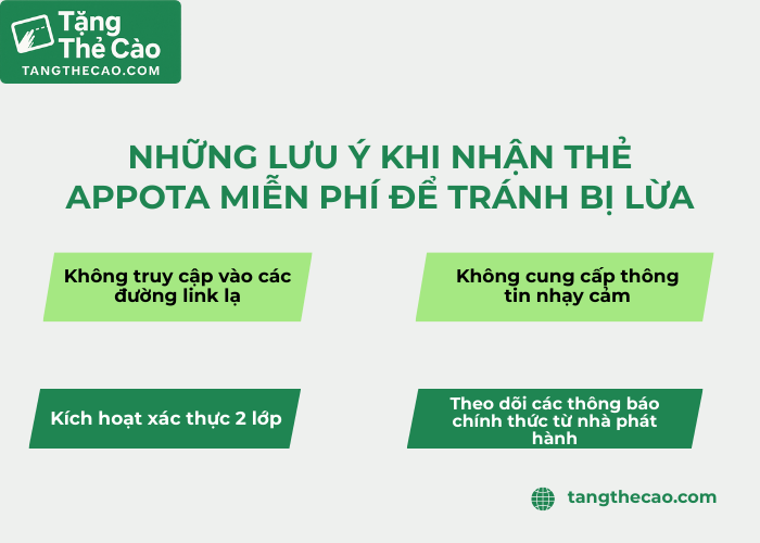 Những lưu ý khi nhận thẻ Appota miễn phí tránh lừa đảo