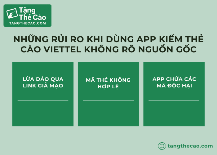 Những rủi ro có thể xảy ra khi dùng app kiếm thẻ cào Viettel không rõ nguồn gốc
