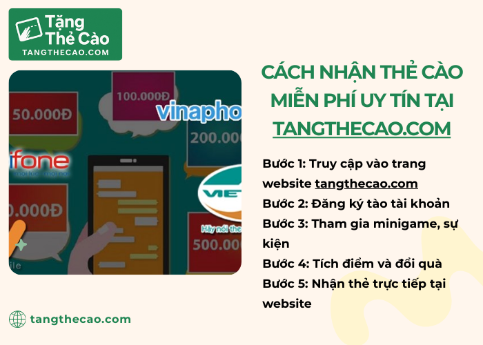 Các bước nhận thẻ cào miễn phí tại website tangthecao.com
